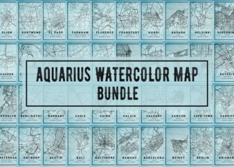 Aquarius Watercolor Map Bundle