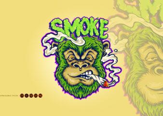 Monkey Weed Joint Smoking a Cigarette t shirt designs for sale