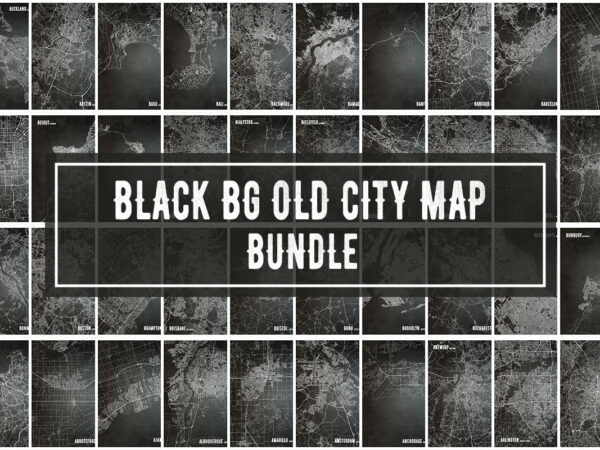 Black bg old city map bundle t shirt template