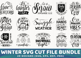 Winter SVG Cut File Bundle, 25 Designs