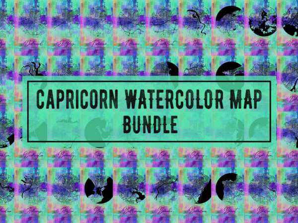 Capricorn watercolor map bundle t shirt vector file