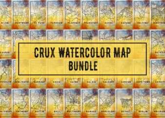 Crux Watercolor Map Bundle t shirt vector file