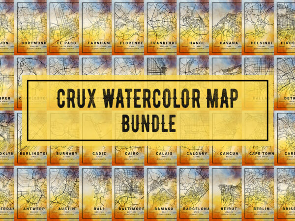 Crux watercolor map bundle t shirt vector file