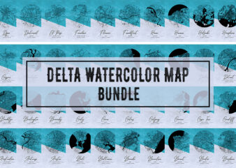 Delta Watercolor Map Bundle t shirt vector illustration