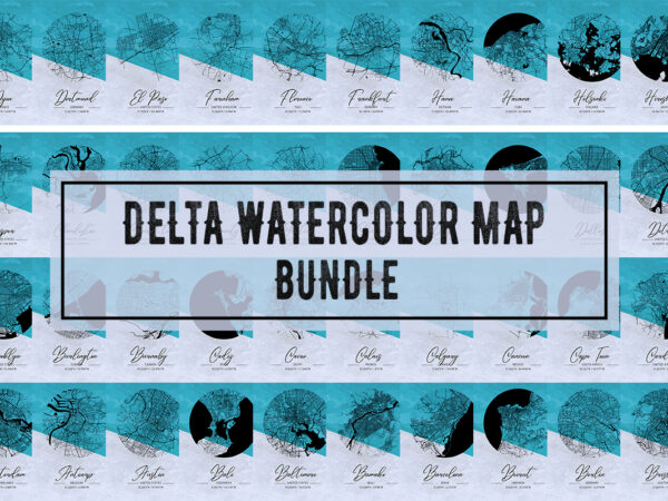 Delta watercolor map bundle t shirt vector illustration