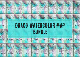 Draco Watercolor Map Bundle t shirt vector illustration