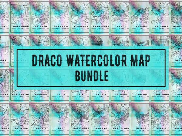 Draco watercolor map bundle t shirt vector illustration