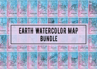 Earth Watercolor Map Bundle