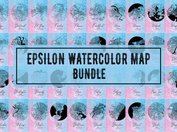 Epsilon watercolor map bundle vector clipart