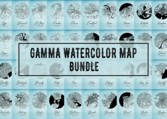 Gamma Watercolor Map Bundle t shirt design template