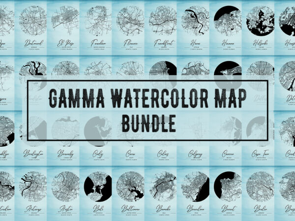 Gamma watercolor map bundle t shirt design template