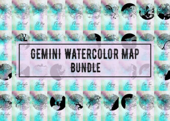 Gemini Watercolor Map Bundle t shirt design template