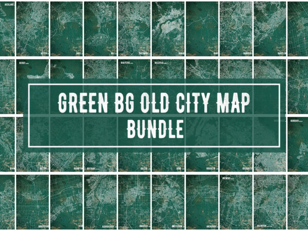 Green bg old city map bundle t shirt design template