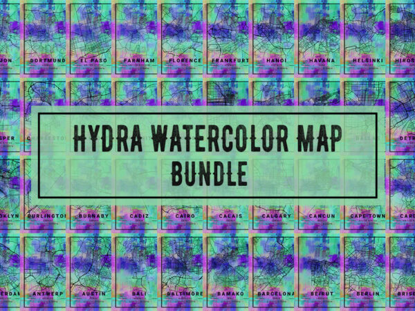Hydra watercolor map bundle graphic t shirt