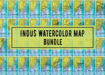 Indus Watercolor Map Bundle t shirt design for sale