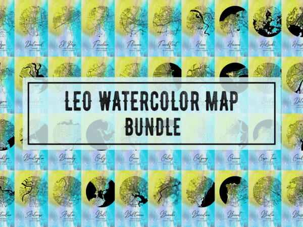 Leo watercolor map bundle t shirt vector graphic