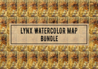 Lynx Watercolor Map Bundle t shirt vector graphic