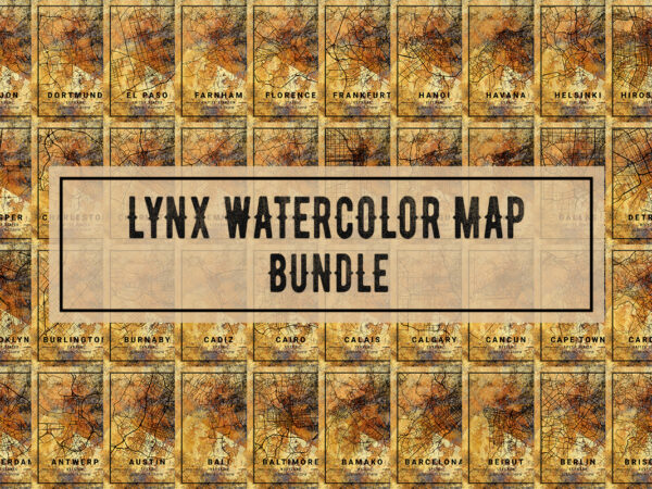 Lynx watercolor map bundle t shirt vector graphic