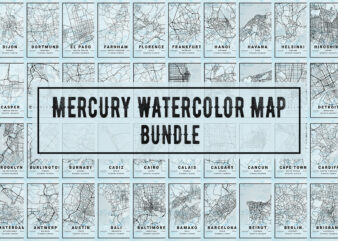 Mercury Watercolor Map Bundle