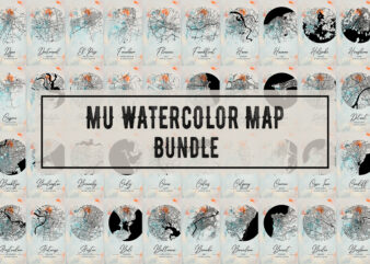 Mu Watercolor Map Bundle t shirt designs for sale