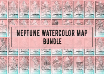 Neptune Watercolor Map Bundle