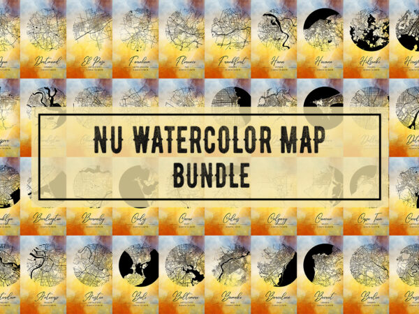 Nu watercolor map bundle T shirt vector artwork
