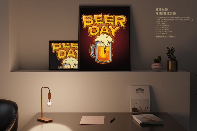 Happy Beer Day Glass Mascot Illustrations