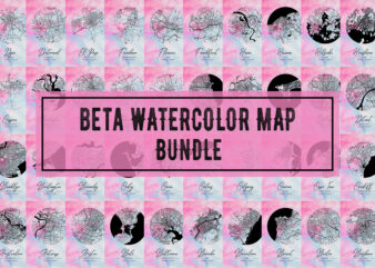 Beta Watercolor Map Bundle t shirt template