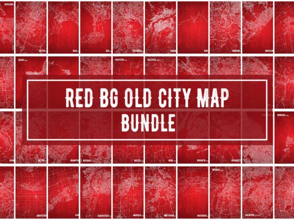 Red bg old city map bundle t shirt design online