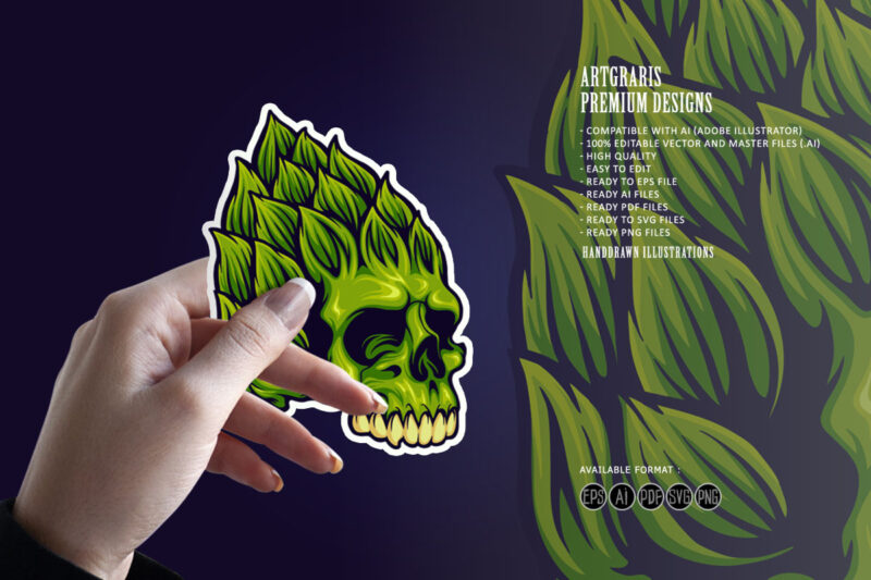 Hop Brewery Beer Skull Mascot Illustrations