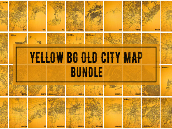 Yellow bg old city map bundle t shirt design template