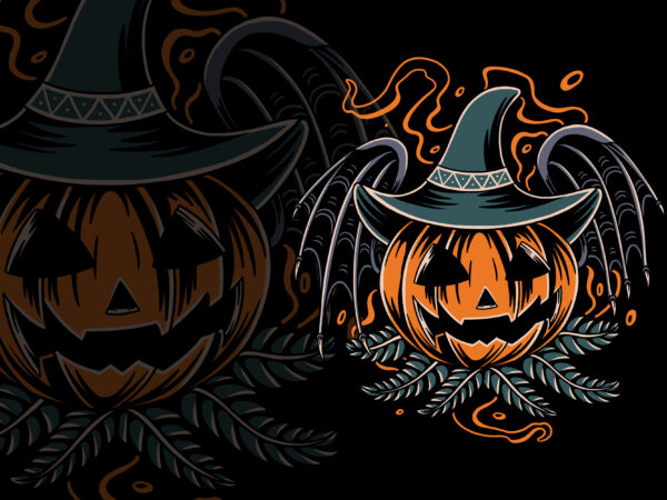 Bat pumpkin halloween theme for t-shirt