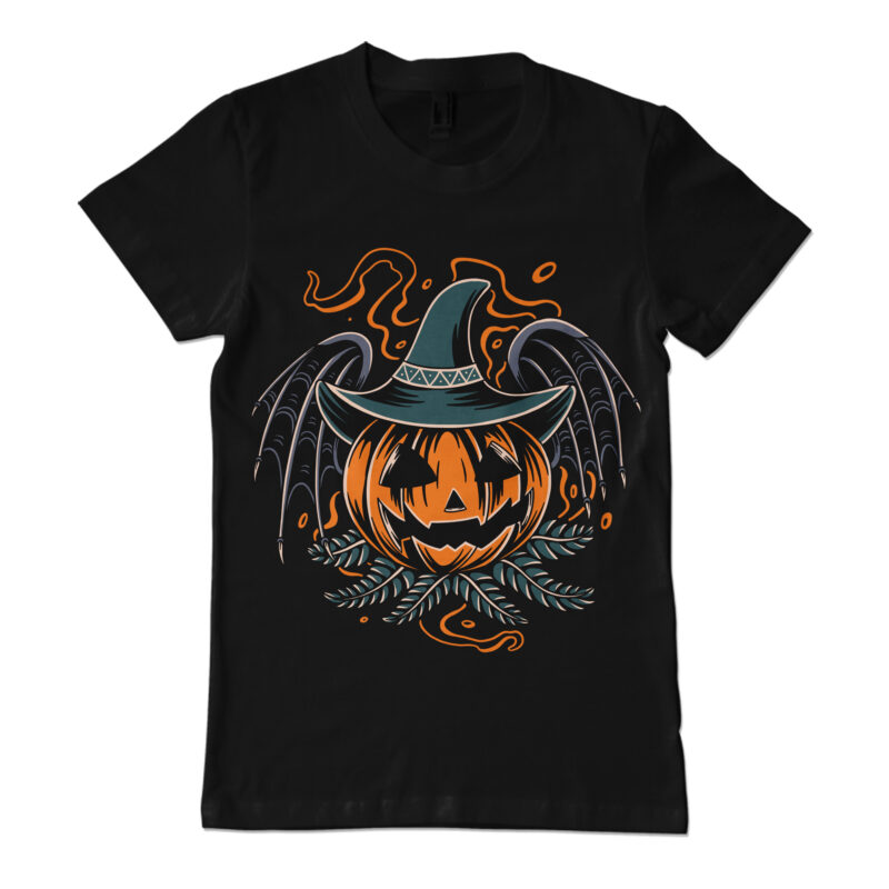 bat pumpkin halloween theme for t-shirt