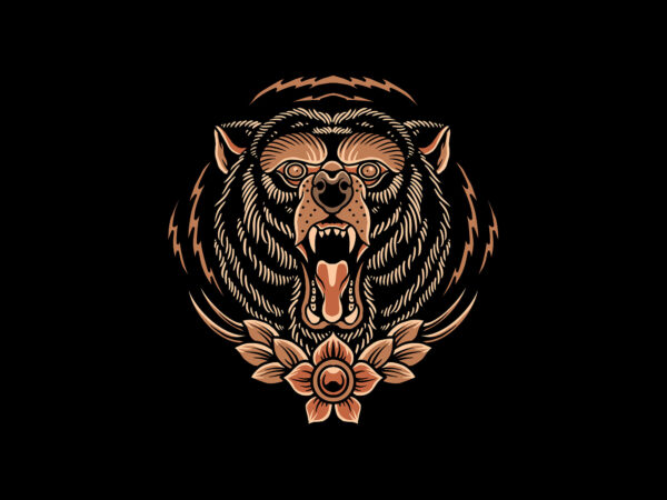 Angry black bear t shirt vector