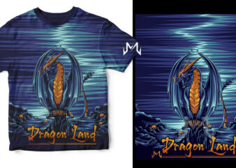 dragon land t shirt vector illustration