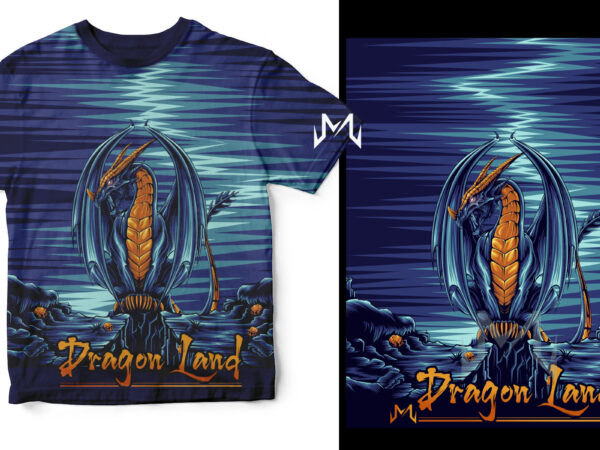 Dragon land t shirt vector illustration