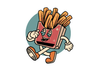 happy fries cartoon graphic t shirt