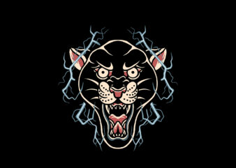 lightning panther t shirt vector graphic