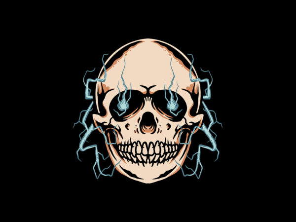 Lightning skull t shirt vector graphic