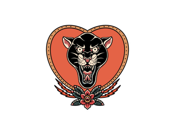 Love panther t shirt vector graphic