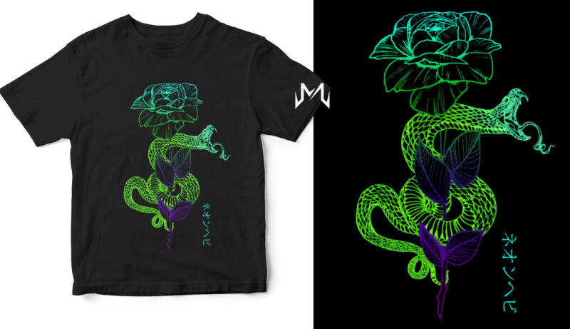 snake and flower neon style