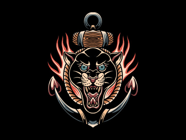 Panther and anchor t shirt illustration
