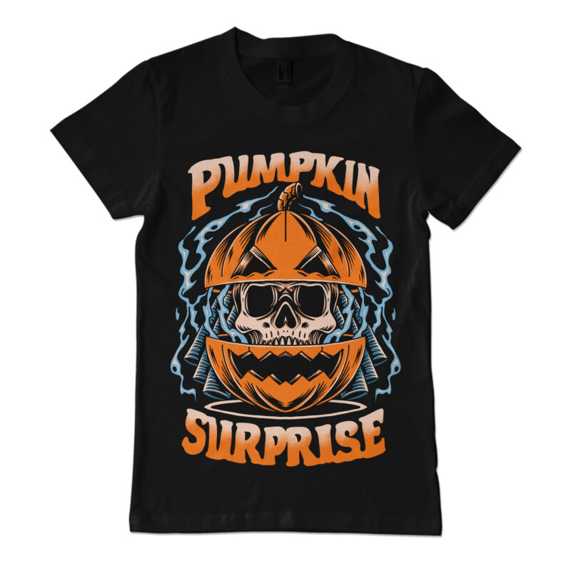 Pumpkin surprise illustration for t-shirt