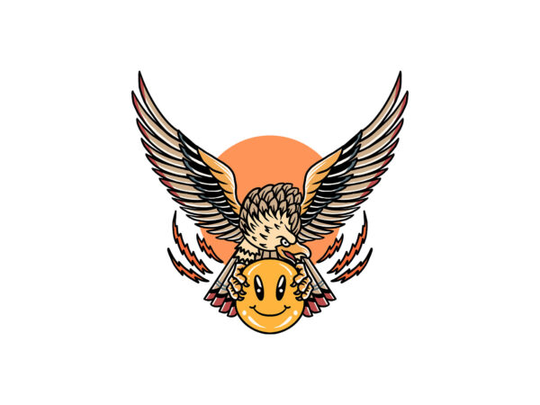 Smiley eagle t shirt template vector