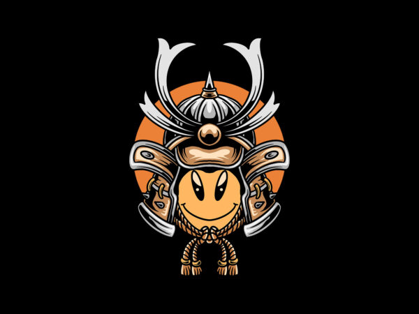 Smiley samurai t shirt template vector