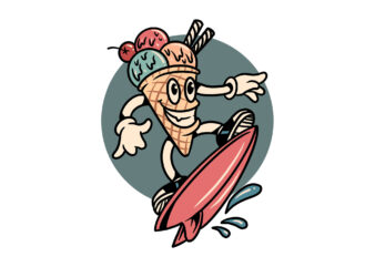surfing ice cream cartoon