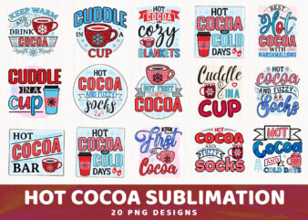 Hot Cocoa Sublimation Bundle, 20 PNG