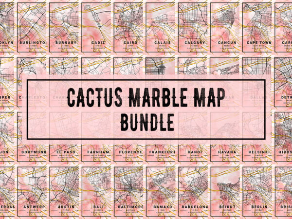 Cactus marble map bundle t shirt vector file