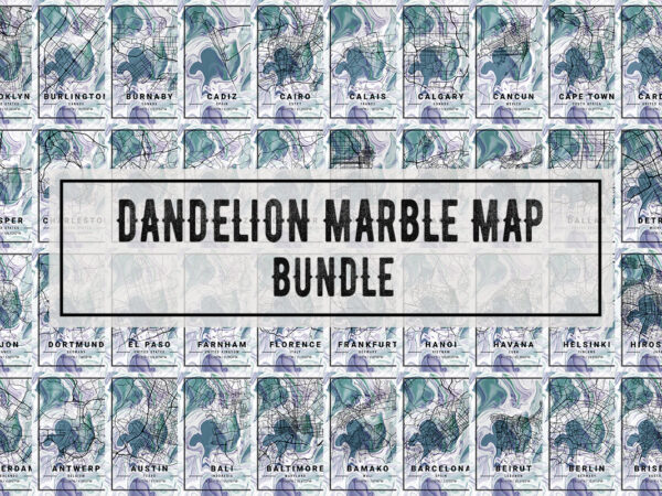 Dandelion marble map bundle t shirt vector illustration