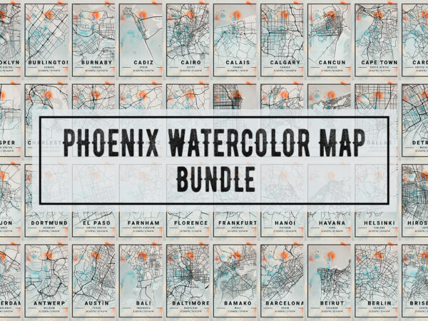 Phoenix watercolor map bundle t shirt illustration
